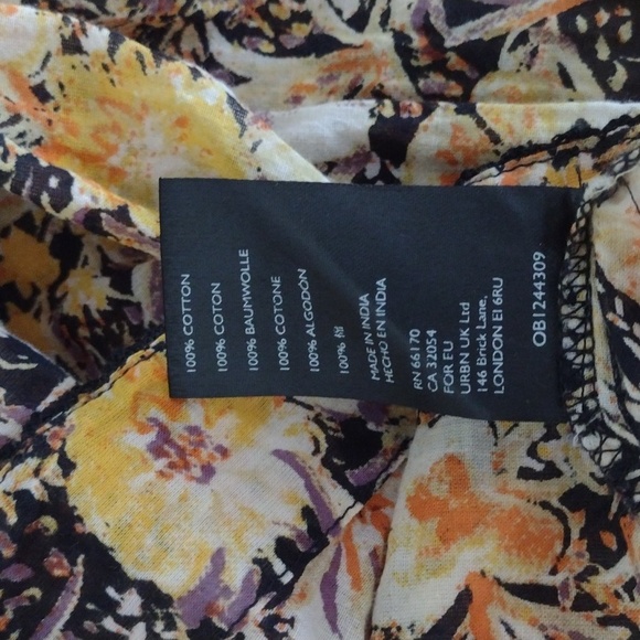 We The Free Orange Floral Cool Meadow Long Sleeve Flowy Blouse Size S - Picture 8 of 13